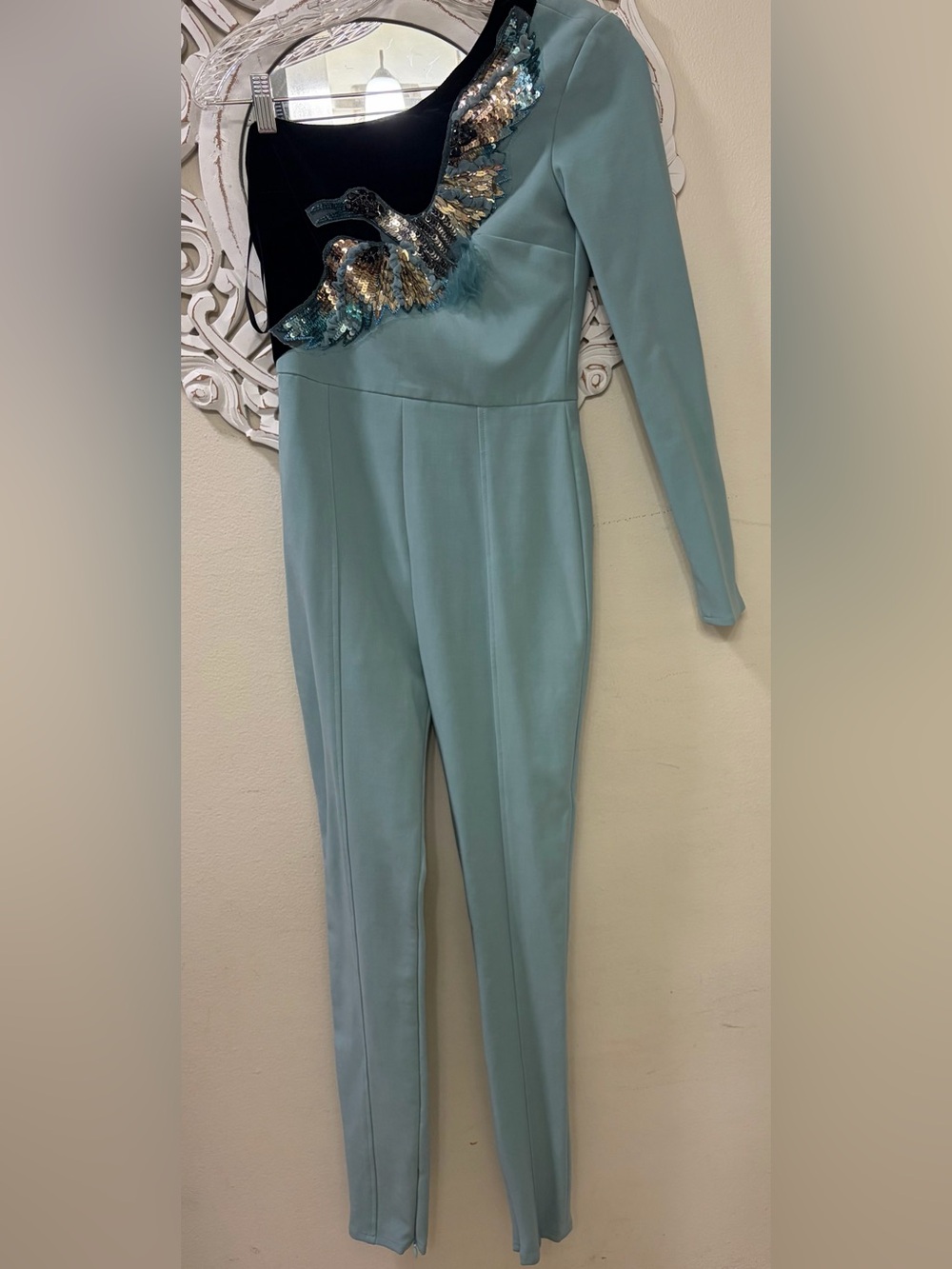 Elisabetta Franchi One Arm Jumpsuit Bird Embellished Small Very Good Condition